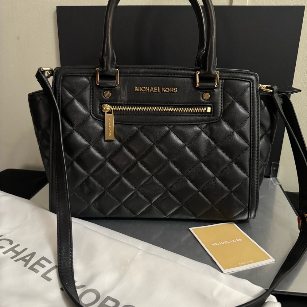 Michael Kors Black Quilted Leather Handbag